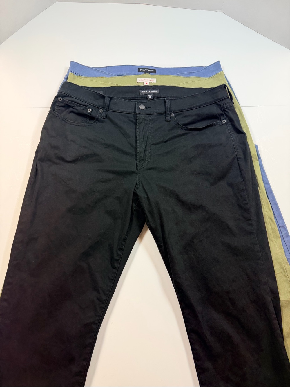 Lucky Brand Jeans Trio bundle in Black, Olive, Periwinkle 38x32 - Picture 2 of 3
